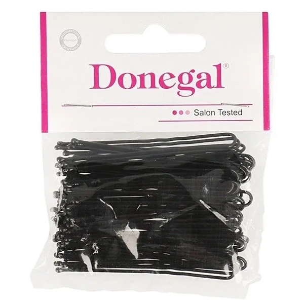 DONEGAL Wsuwki kokówki do włosów czarne 6cm 50szt