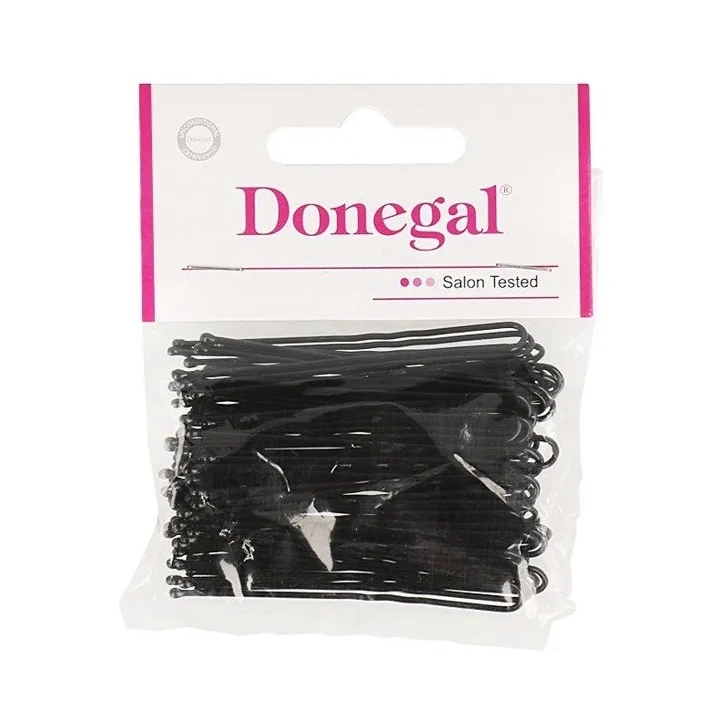 DONEGAL Wsuwki kokówki do włosów czarne 6cm 50szt