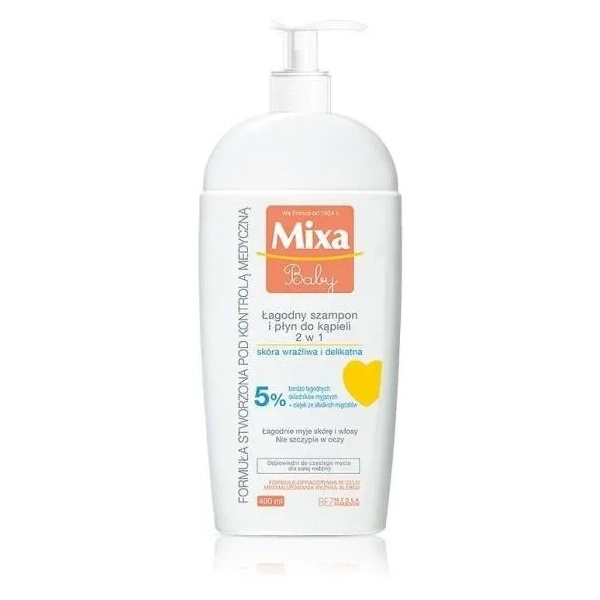 MIXA Baby łagodny szampon i płyn do kąpieli 2w1 400ml