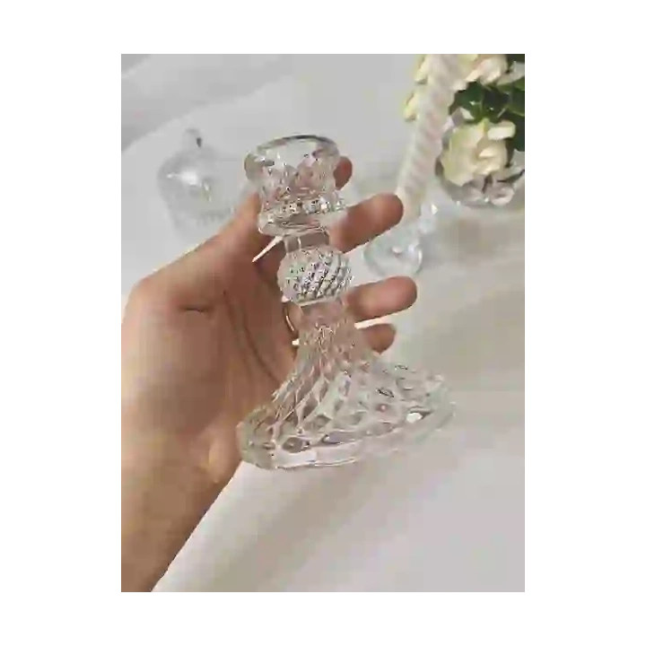ECARLA świecznik dekoracyjny szklany Glamour 10cm SW10