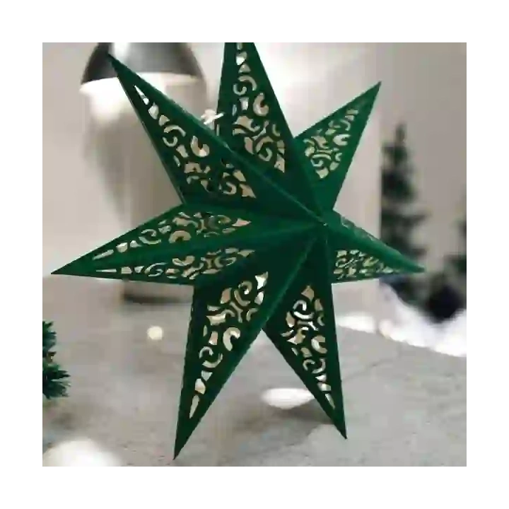 ECARLA Boże Narodzenie gwiazda papierowa welurowa 60cm Witraż 3D Zielona WG14