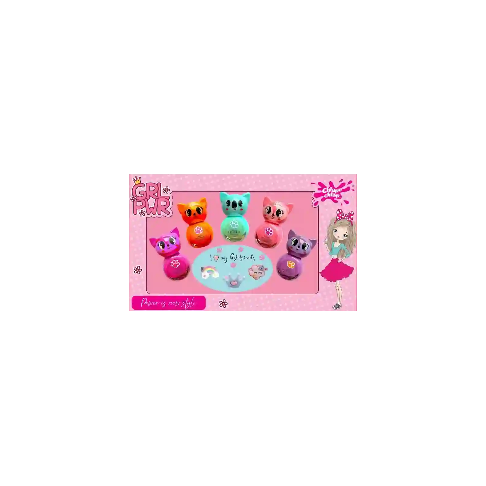 ESTETICA Chlapu Chlap Girl Power zestaw [3 pierścionki, lakiery do paznokci 5x5ml]