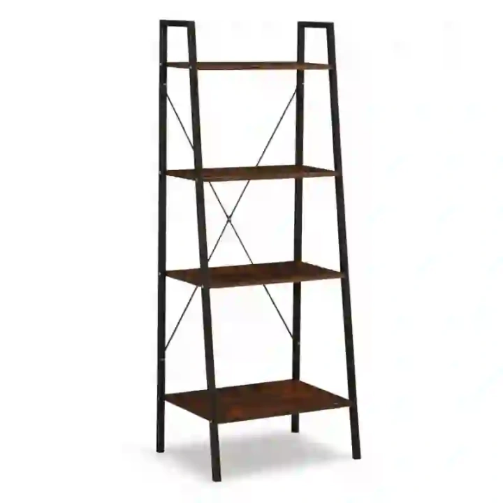 ECARLA regał czteropoziomowy 60x35x147cm Czarny/ Brąz SZ51BR