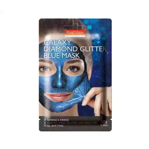 PUREDERM Galaxy Diamond Glitter maska do twarzy w płacie Blue 10g