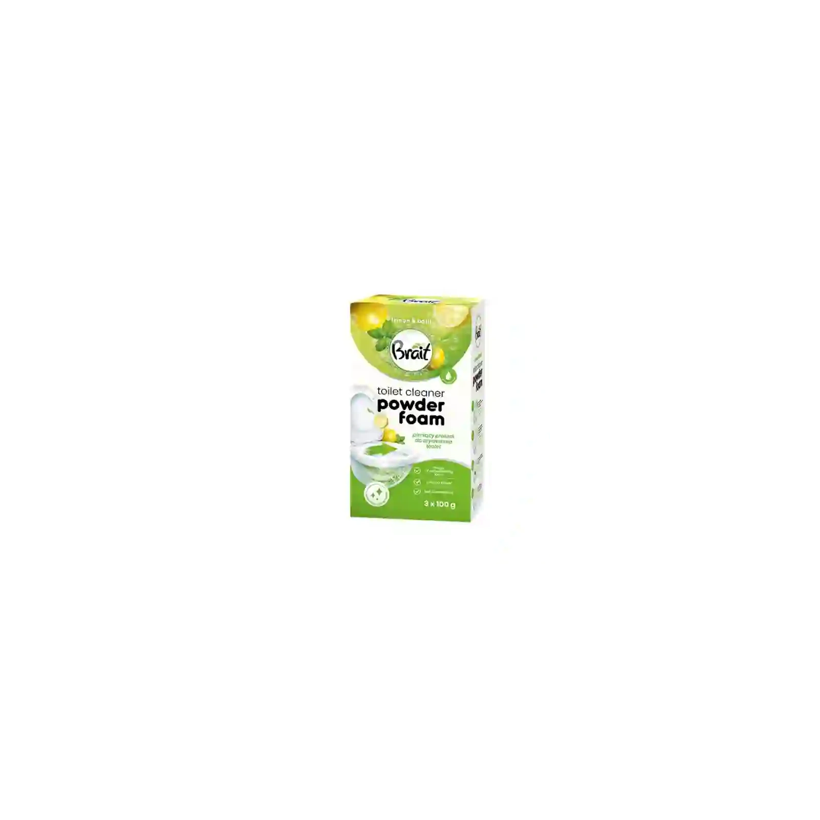 BRAIT Wulkan pieniący proszek do czyszczenia toalet Lemon & Basil 3x100g