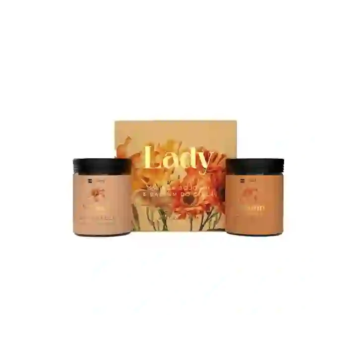 HISKIN Lady Sweet Oranges zestaw [świeca sojowa + balsam do ciała] 2x200ml
