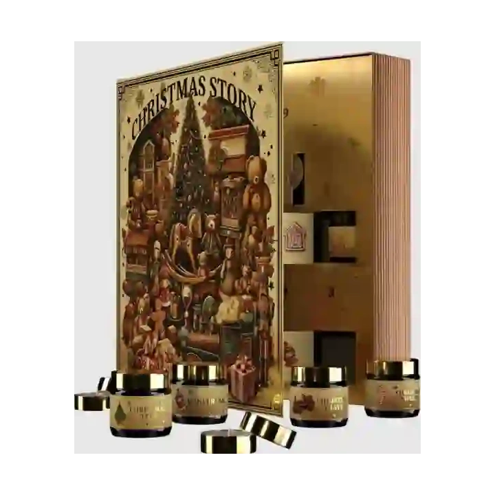 HISKIN Merry Christmas kalendarz adwentowy świece 12x15ml, 12x30ml Bajkowa Księga