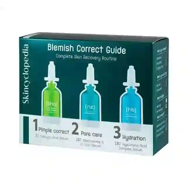 Skincyclopedia SKINCYCLOPEDIA kuracja do twarzy przeciw niedoskonałościom Blemish Correct Guide 3x15ml — Inhaltsstoffe i ocena
