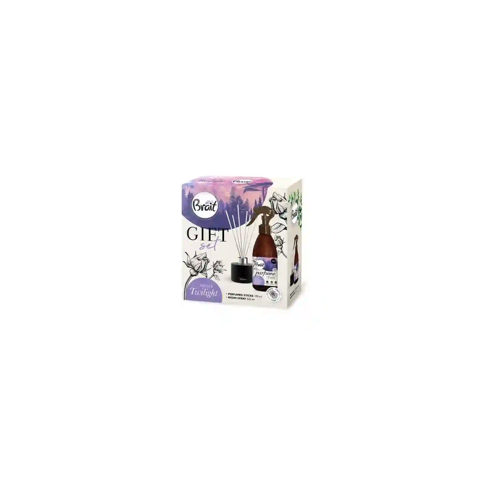BRAIT Home Parfume zestaw Velvet Twilight patyczki 100ml + mgiełka 325ml