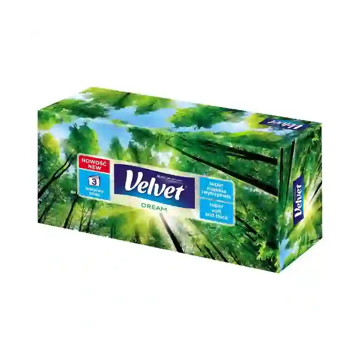 VELVET Nature chusteczki higieniczne 3-warstwowe Box 90szt