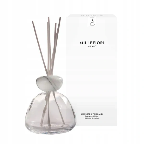 MILLEFIORI MILANO Air Design dyfuzor zapachowy Marble Glass Transparentny z Białym