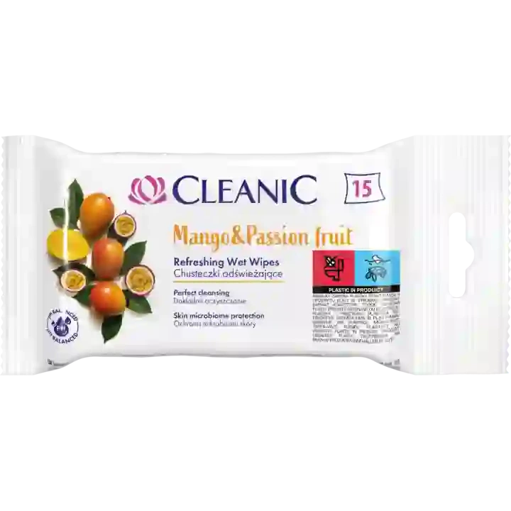 CLEANIC chusteczki odświeżające Mango i Marakuja 15szt