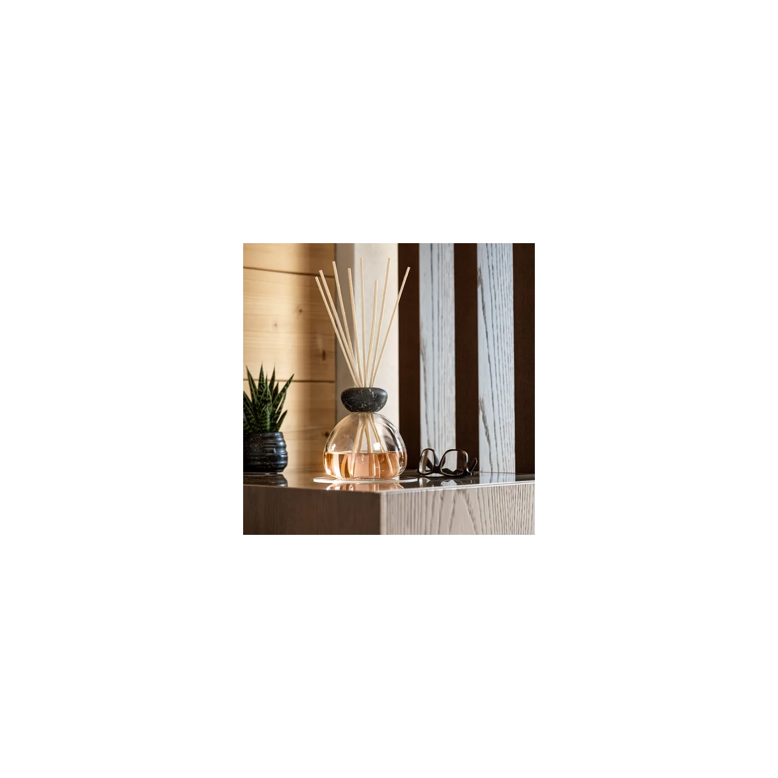 MILLEFIORI MILANO Air Design dyfuzor zapachowy Marble Glass Transparentny z Czarnym