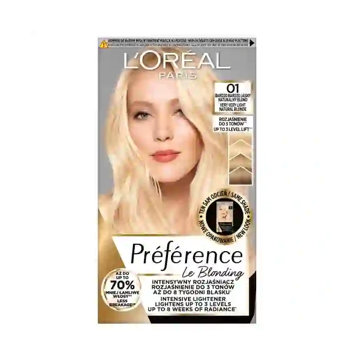 LOREAL Preference 01 Bardzo Bardzo Jasny Naturalny Blond