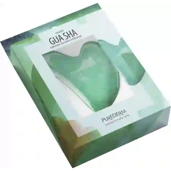 PUREDERM Gua Sha kamień masażer do twarzy z zielonego jadeitu
