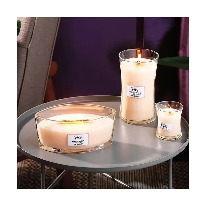 WOODWICK PlusWick duża świeca w słoiku WHITE HONEY 609,5g