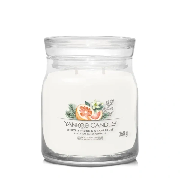 YANKEE CANDLE Signature Średnia świeca w słoiku WHITE SPRUCE & GRAPEFRUIT 368g
