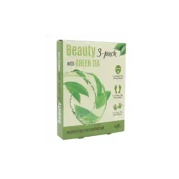 ECHOLUX Beauty 3pack Green Tea zestaw masek do twarzy nawilżająco-kojących