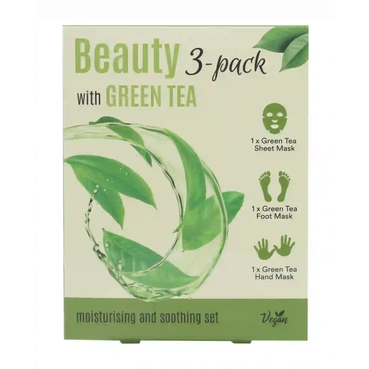 ECHOLUX Beauty 3pack Green Tea zestaw masek do twarzy nawilżająco-kojących