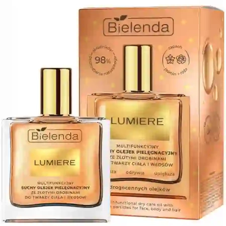 BIELENDA Lumiere suchy olejek ze złotymi drobinami do twarzy, ciała i włosów 50ml