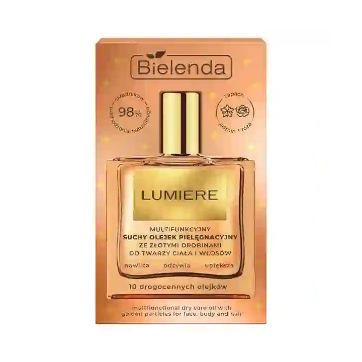 BIELENDA Lumiere suchy olejek ze złotymi drobinami do twarzy, ciała i włosów 50ml