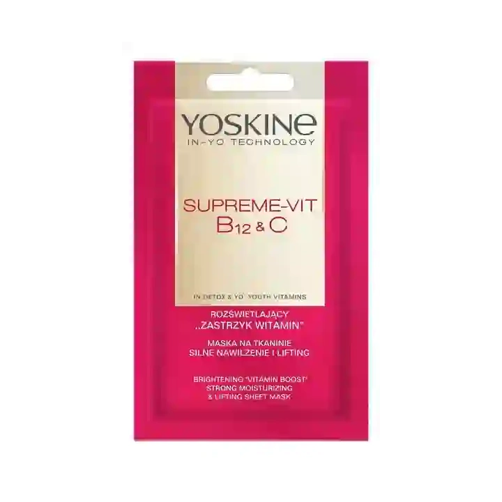 DAX Yoskine Supreme Vit B12 & C maska do twarzy w płacie nawilżenie i lifting