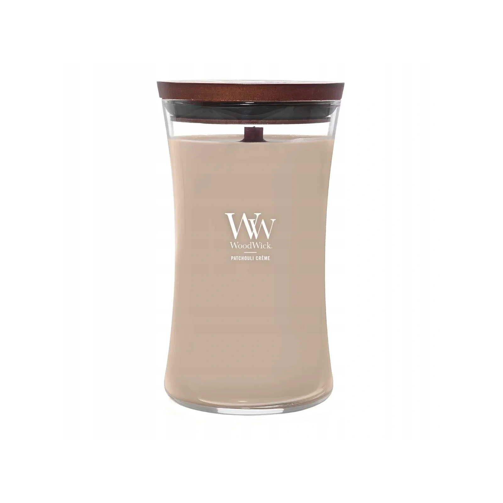 WOODWICK Pluswick duża świeca w słoiku PATCHOULI CREME 609,5g
