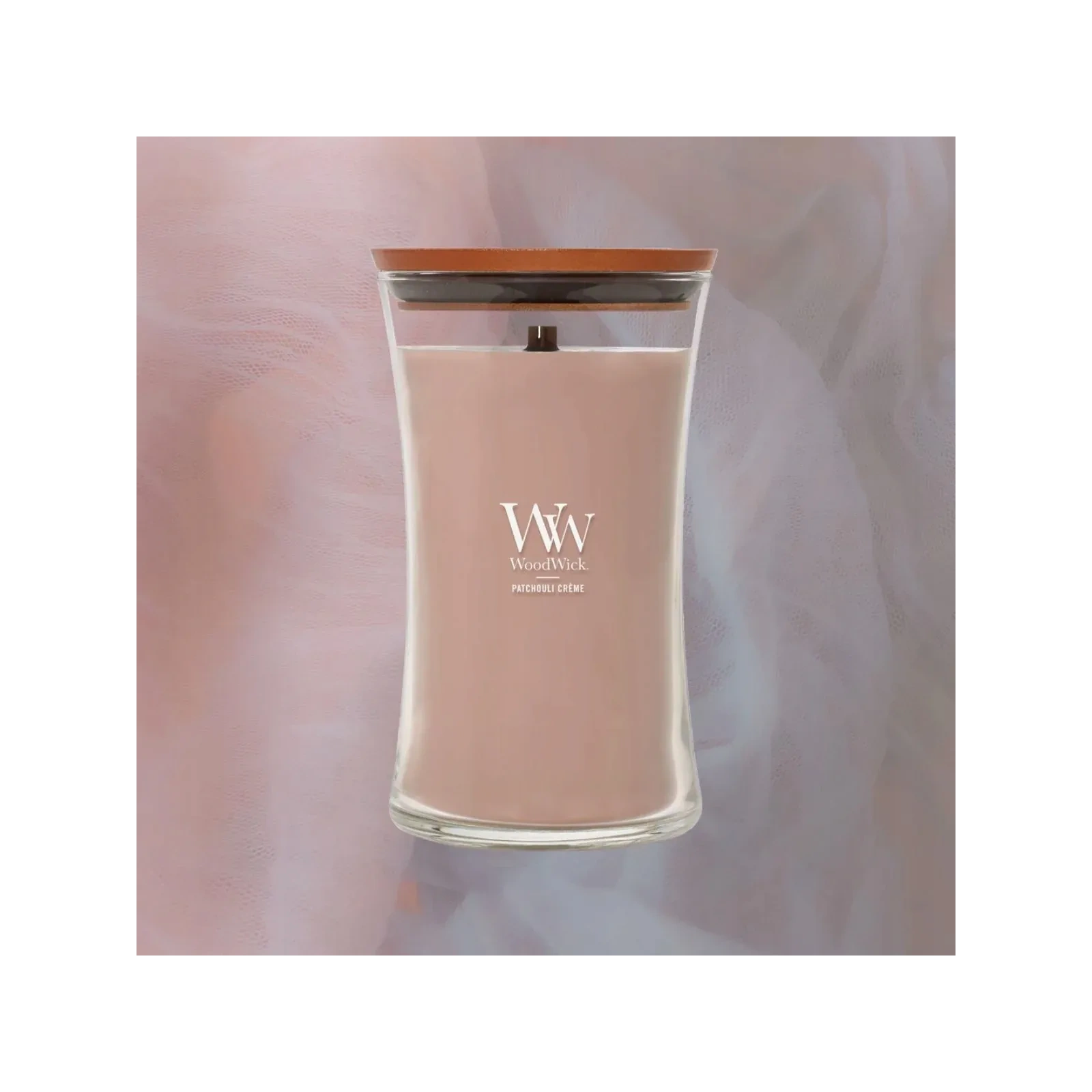 WOODWICK Pluswick duża świeca w słoiku PATCHOULI CREME 609,5g