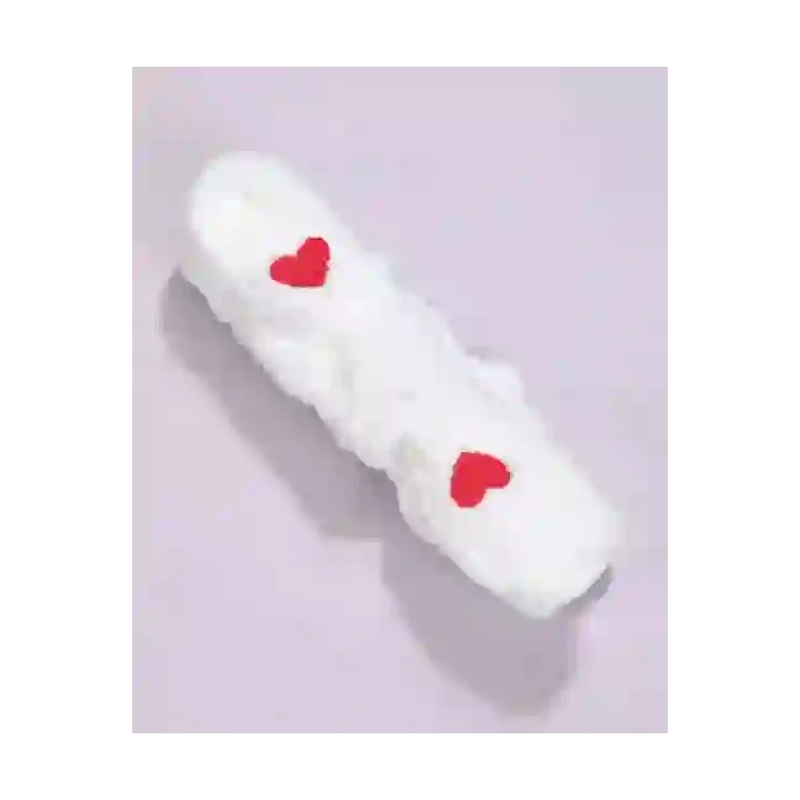 ECARLA opaska kosmetyczna do włosów z Kokardą i serduszkami 19,5x8cm Białą OPK11B 