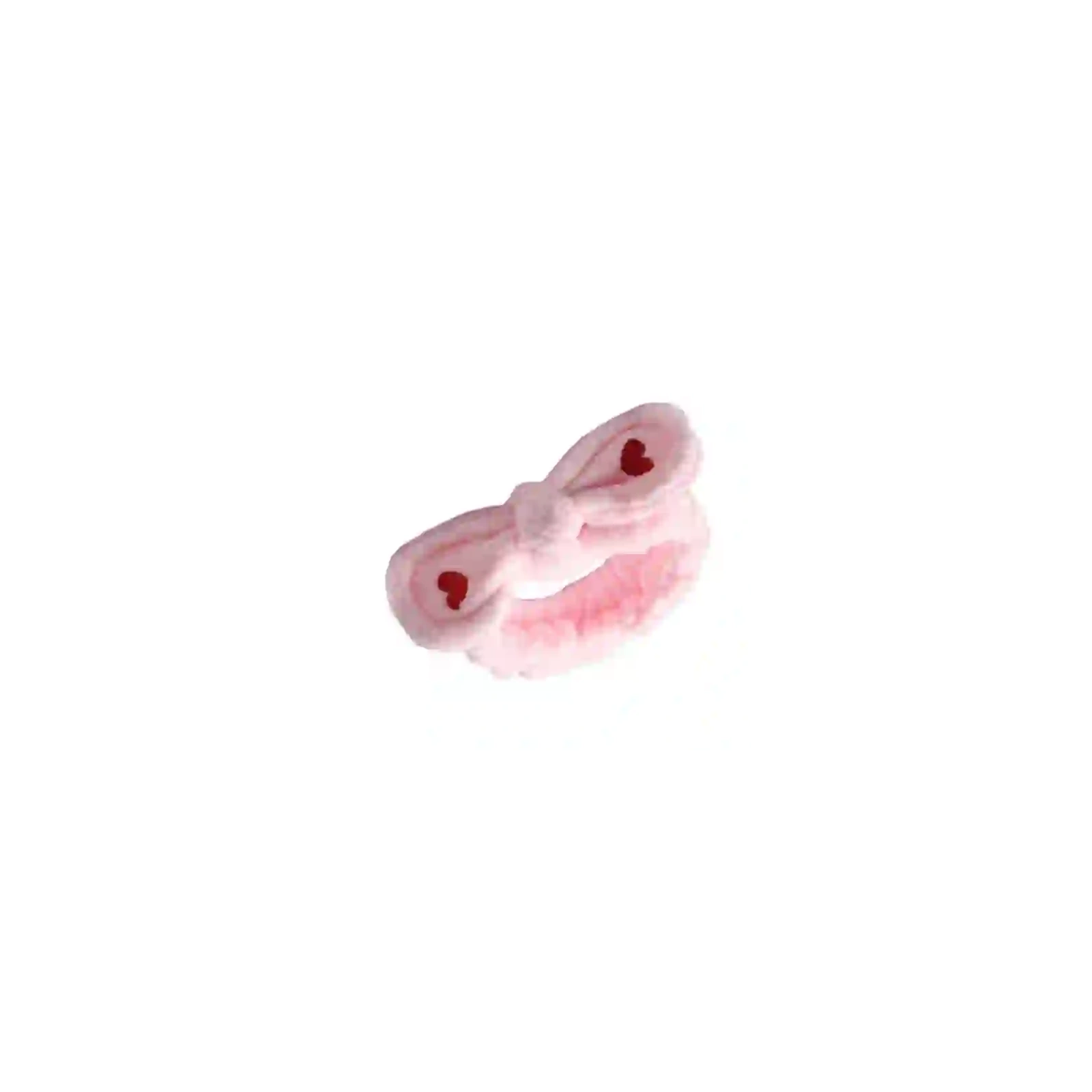 ECARLA opaska kosmetyczna do włosów z Kokardą i serduszkami 19,5x8cm Różowa OPK11R 
