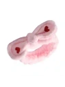 ECARLA opaska kosmetyczna do włosów z Kokardą i serduszkami 19,5x8cm Różowa OPK11R 