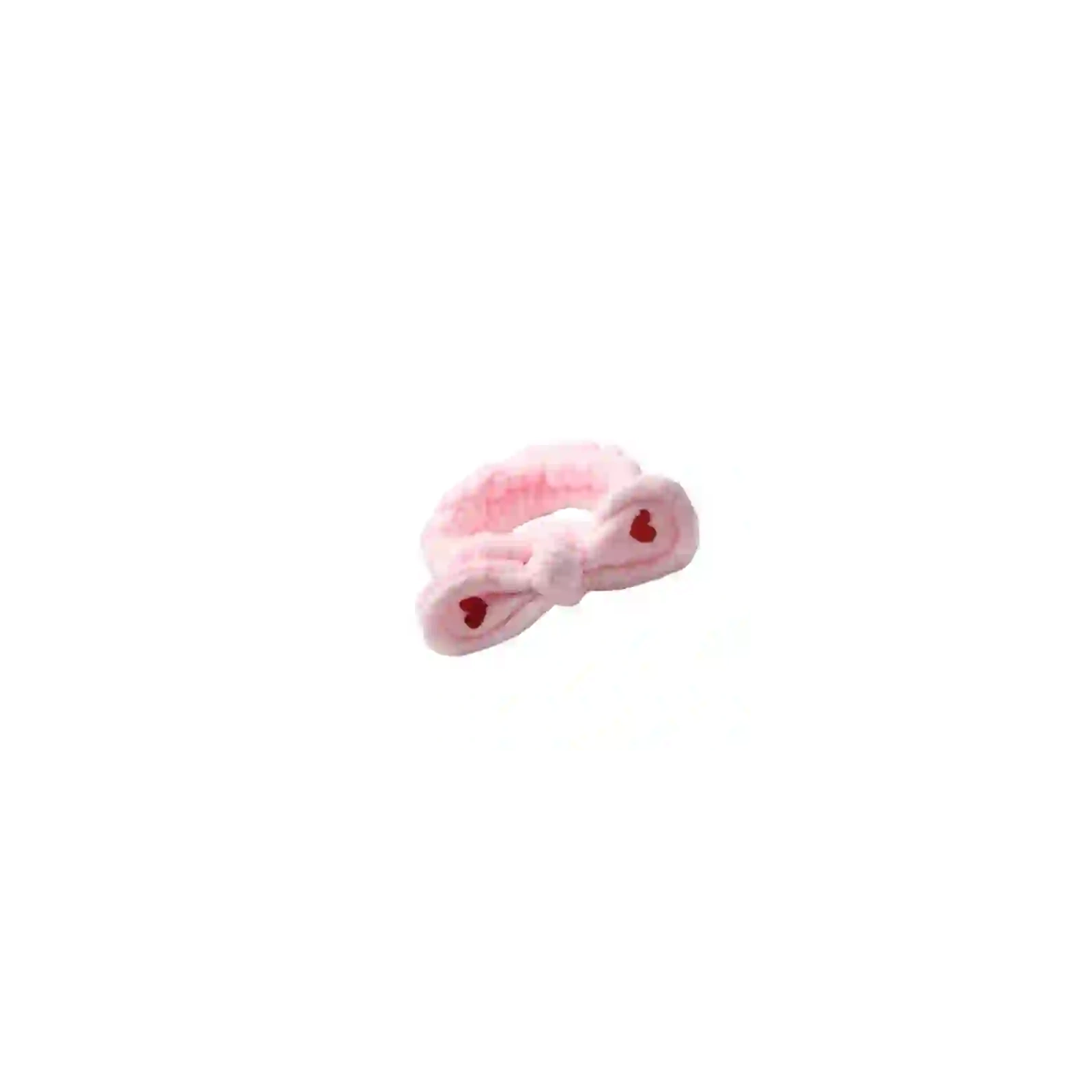 ECARLA opaska kosmetyczna do włosów z Kokardą i serduszkami 19,5x8cm Różowa OPK11R 