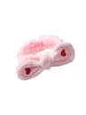 ECARLA opaska kosmetyczna do włosów z Kokardą i serduszkami 19,5x8cm Różowa OPK11R 
