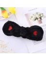 ECARLA opaska kosmetyczna do włosów z Kokardą i serduszkami 19,5x8cm Czarna OPK11CZ 