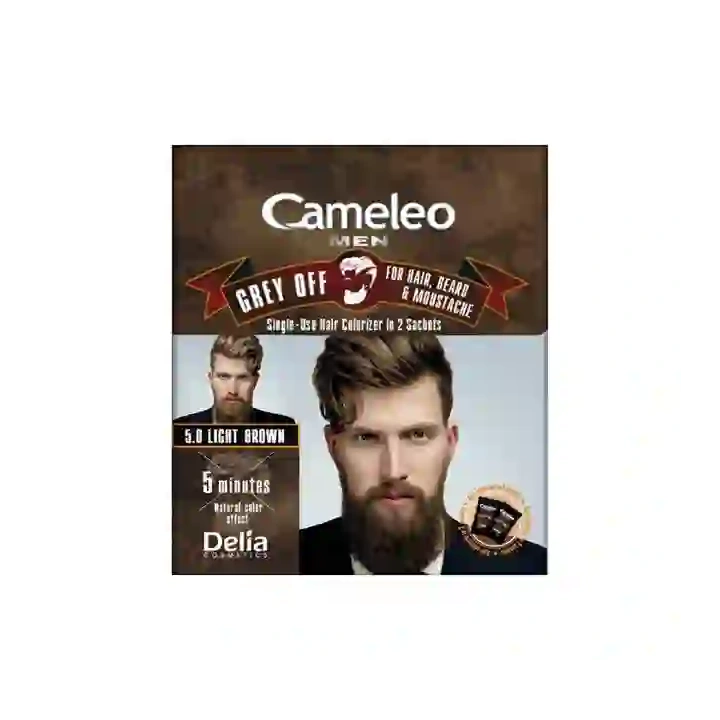 DELIA Cameleo Men Grey Off farba do włosów, wąsów i brody w saszetce 5,0 Light Brown 2x15ml