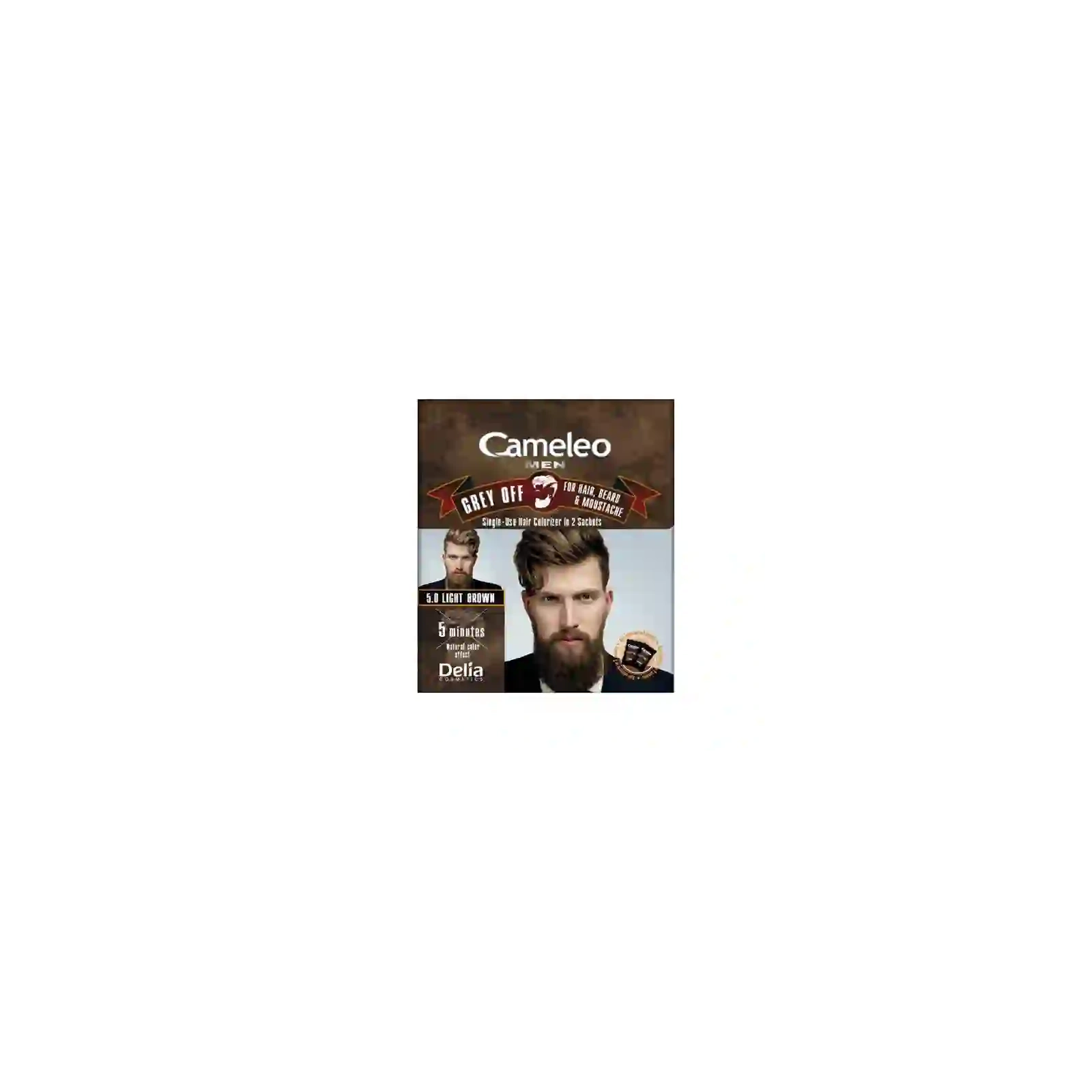 DELIA Cameleo Men Grey Off farba do włosów, wąsów i brody w saszetce 5,0 Light Brown 2x15ml