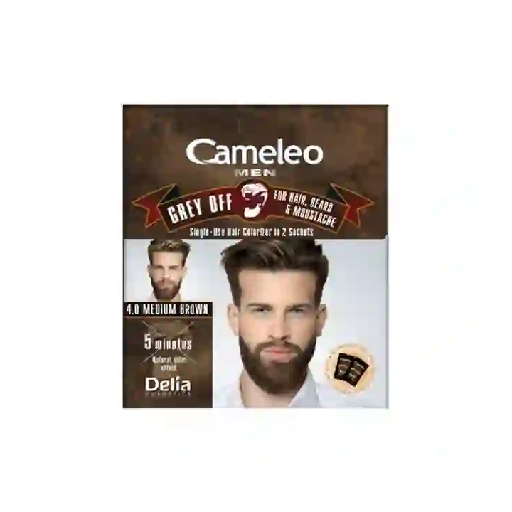 DELIA Cameleo Men Grey Off farba do włosów, wąsów i brody w saszetce 4,0 Medium Brown 2x15ml