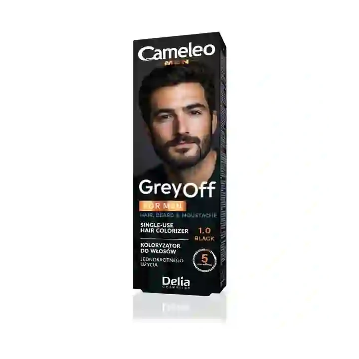 DELIA Cameleo Men Grey Off farba do włosów, wąsów i brody w saszetce 1,0 Black 2x15ml