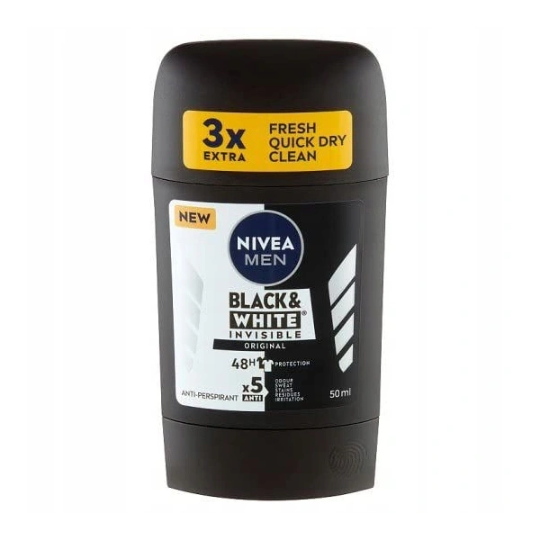 NIVEA Men antyperspirant w sztyfcie Black & White Invisible Original 50ml