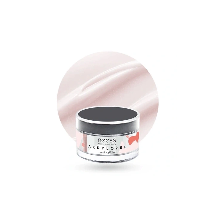 NEESS akrylożel budujący i przedłużający płytkę 7887 Milky Glitter 15g