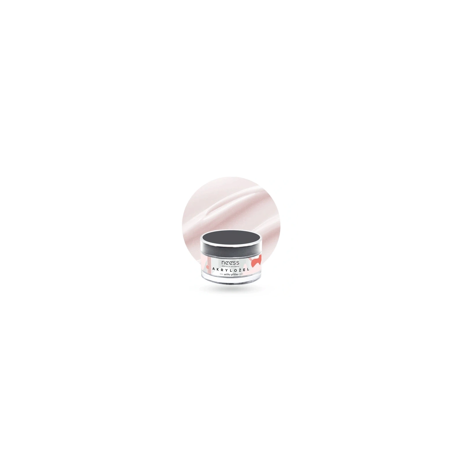 NEESS akrylożel budujący i przedłużający płytkę 7887 Milky Glitter 15g