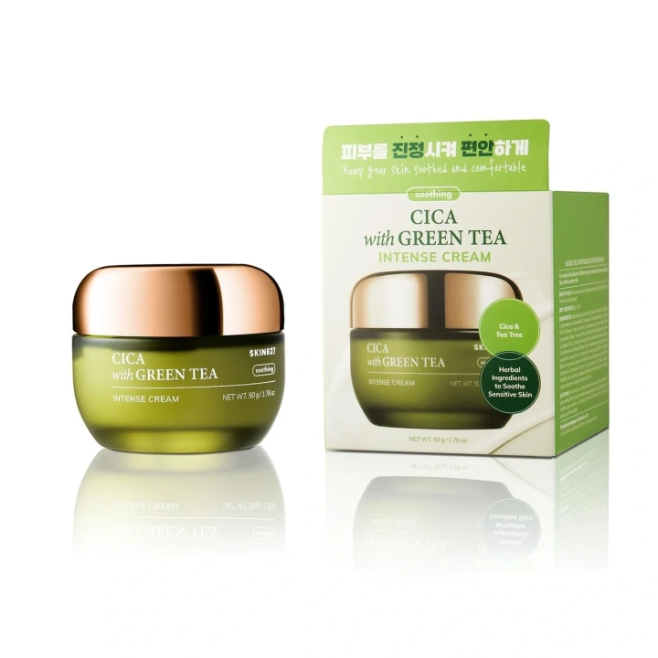 SKIN627 Cica With Green Tea krem do twarzy kojąco-nawilżający 50g