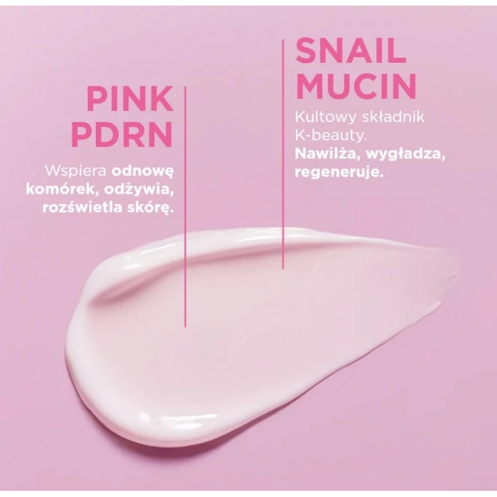 EVELINE Pink Snail Glazed Skin Effect nawilżająco-rozświetlający krem do twarzy 50ml