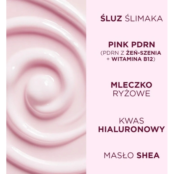 EVELINE Pink Snail Glazed Skin Effect nawilżająco-rozświetlający krem do twarzy 50ml