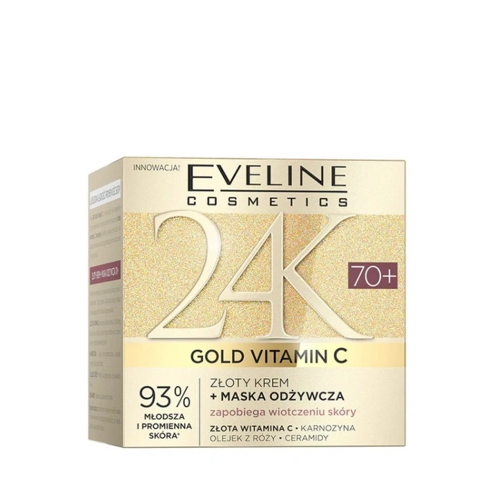EVELINE 24K Gold Vitamin C złoty krem+maska odżywcza 70+ 50ml
