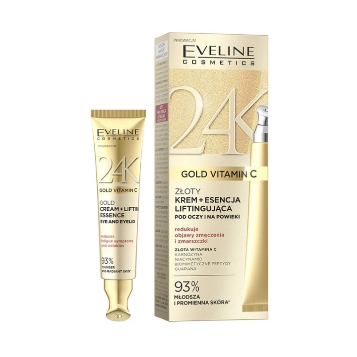 EVELINE 24K Gold Vitamin C złoty krem+esencja liftingująca pod oczy i na powieki 15ml