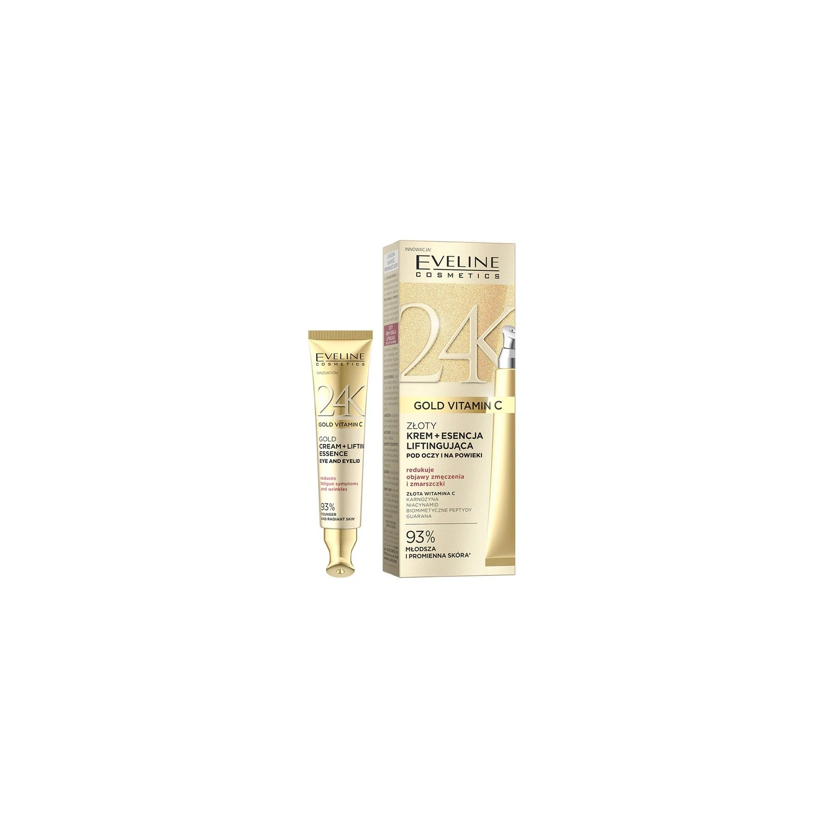 EVELINE 24K Gold Vitamin C złoty krem+esencja liftingująca pod oczy i na powieki 15ml