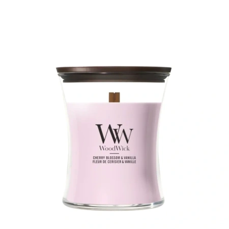 WOODWICK Pluswick Średnia świeca w słoiku CHERRY BLOSSOM & VANILLA 275g