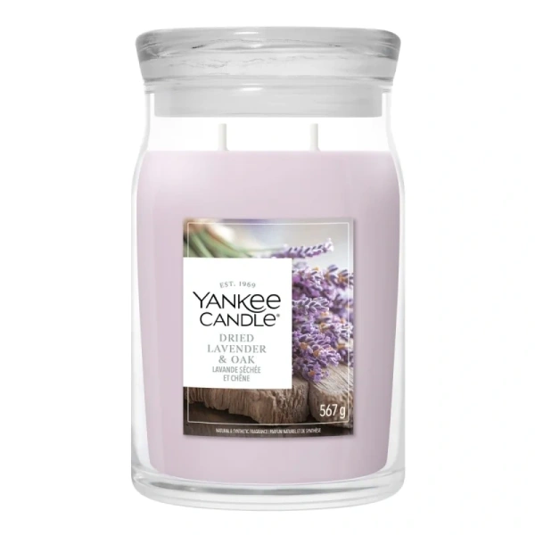 YANKEE CANDLE Signature Duża świeca w słoiku DRIED LAVENDER & OAK 567g