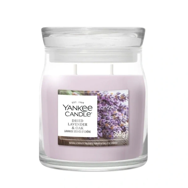 YANKEE CANDLE Signature Średnia świeca w słoiku DRIED LAVENDER & OAK 368g